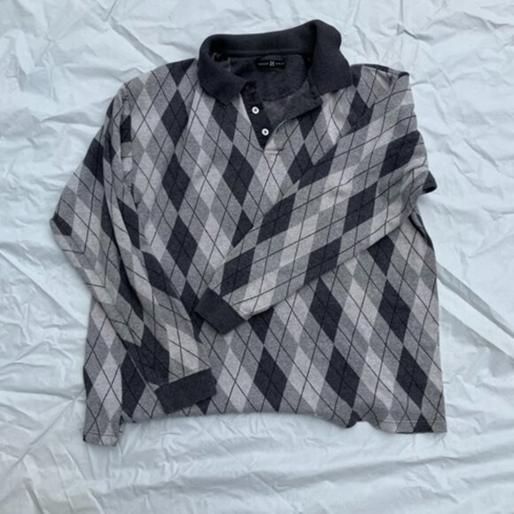 Haggar Golf Greyscale Argyle Shirt - Picture 1 of 5